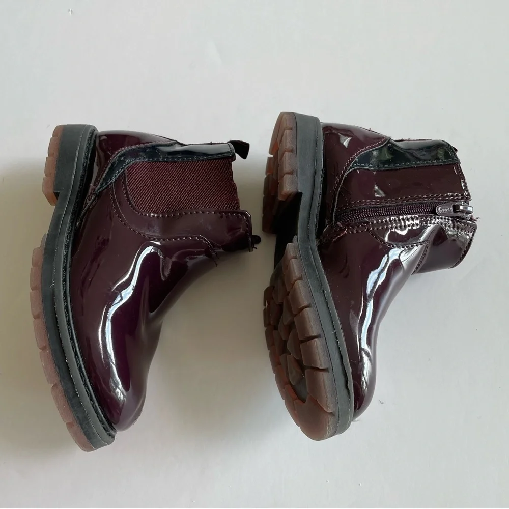 Zara Plum Patent Leather Chelsea Boots
